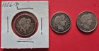 Three Vintage Barber Silver Dimes 1906-D 1908-D and 1912-D