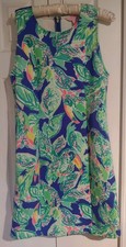 LILLY PULITZER Mila Stretch Shift Dress Beckon Blue Bright Tropical Medium