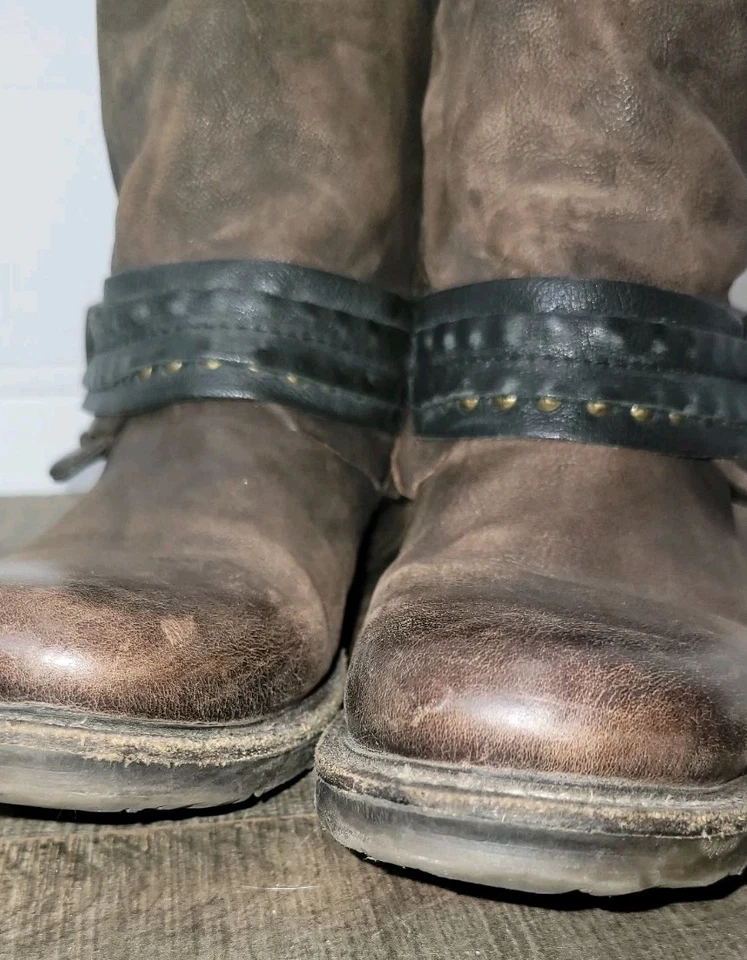 AS98 Airstep Mujer 7.5 Motociclista Botines Cuero Marrón Envejecido  Foto 4 de 4