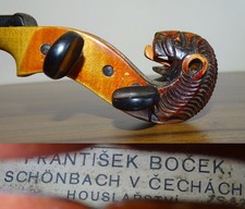 4/4 OLD SCHONBACH VIOLIN labelled FRANTI EK BO EK Nr. 212 - WITH LION HEAD