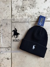Polo Ralph Lauren Beanie Hat Balck - White Logo - New with Tags