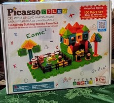 PICASSO TILES HEDGEHOG FARM 100 PC BRISTLE BUILD SET MONTESSORI 3-99 EASTER NEW 