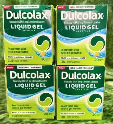 (4) Dulcolax Stimulant Laxative 20 Liquid Gels Exp 10/2026