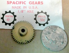 40 Tooth Super Light Brass Slot Car Spur Gear  Set Screw 1/8" BOSS 48 Pitch NOS