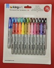 KINGART Permanent Fine Tip Markers, 24 Vivid Colors Set, 460-24 New Sealed