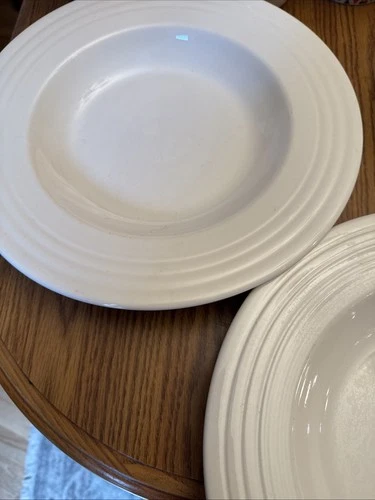 Set of 6 White Fiesta 12 Inch Wide 1 Inch Deep Bowls Homer Laughlin