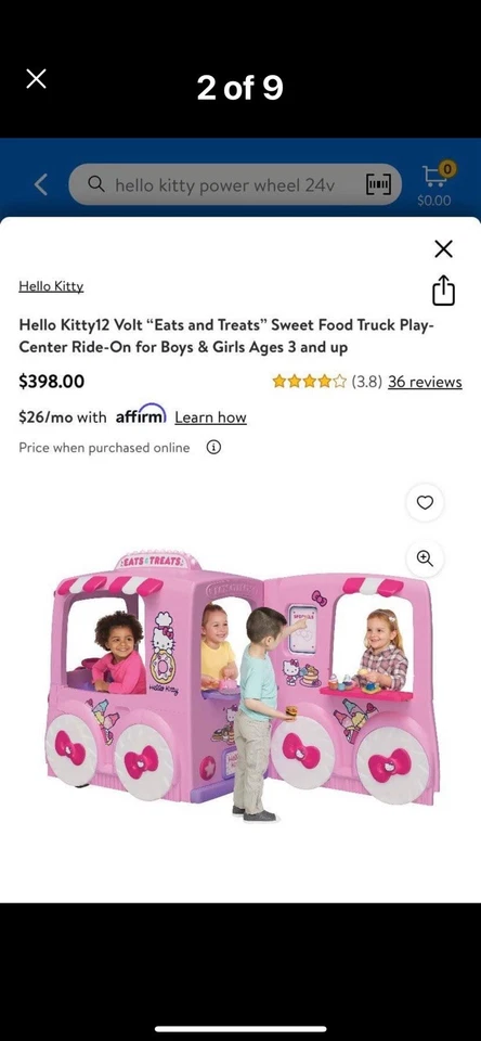 Camión de comida edición limitada Hello Kitty 12v come y trata ruedas eléctricas Foto 3 de 4