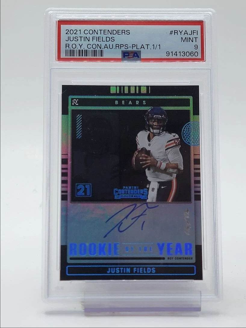 Justin Fields Panini Contenders Rookie of the Year Contenders Autographs Rps #RYAJFI Platinum 1/1