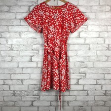 Banana Republic Women's Red Floral Short Flutter Sleeve Dress reg. 2
