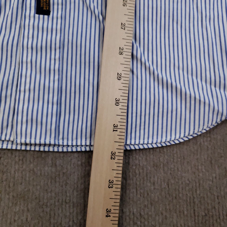 Camisa masculina Tommy Hilfiger 16 azul branca listrada com botões vestido punho francês Y2K - Imagem 4 de 4