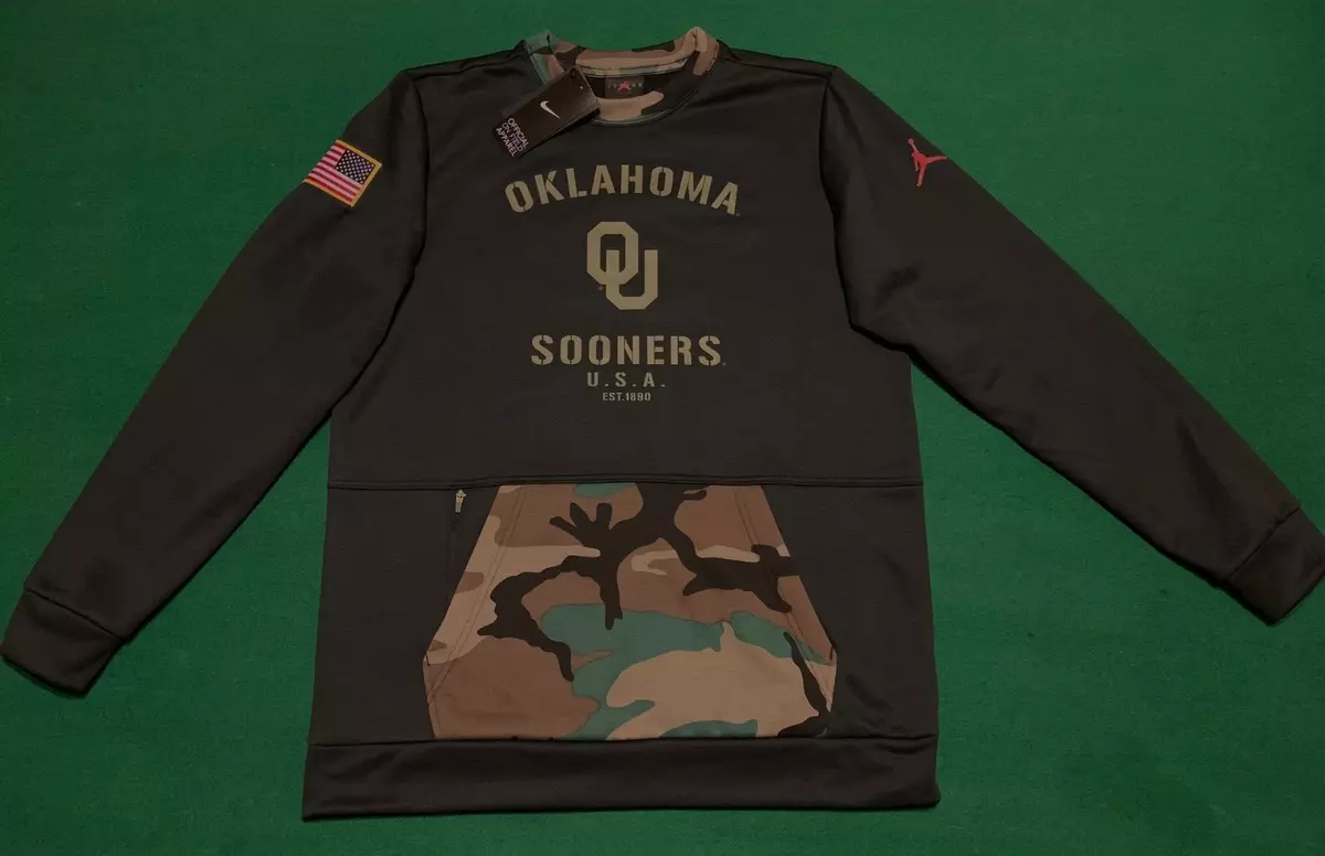 New! Mens NIKE OU OKLAHOMA SOONERS MILITARY SALUTE TO SERVICE BLACK  SWEATSHIRT | eBay