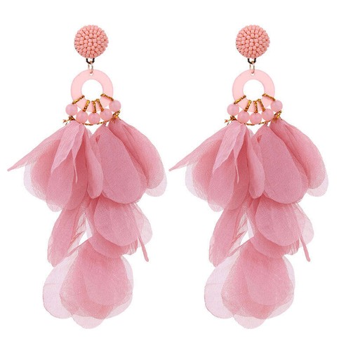 Fabric Drop Earrings Vintage Fashion Tassel Bohemian Statement Handmade Jewelry - Picture 219 of 225