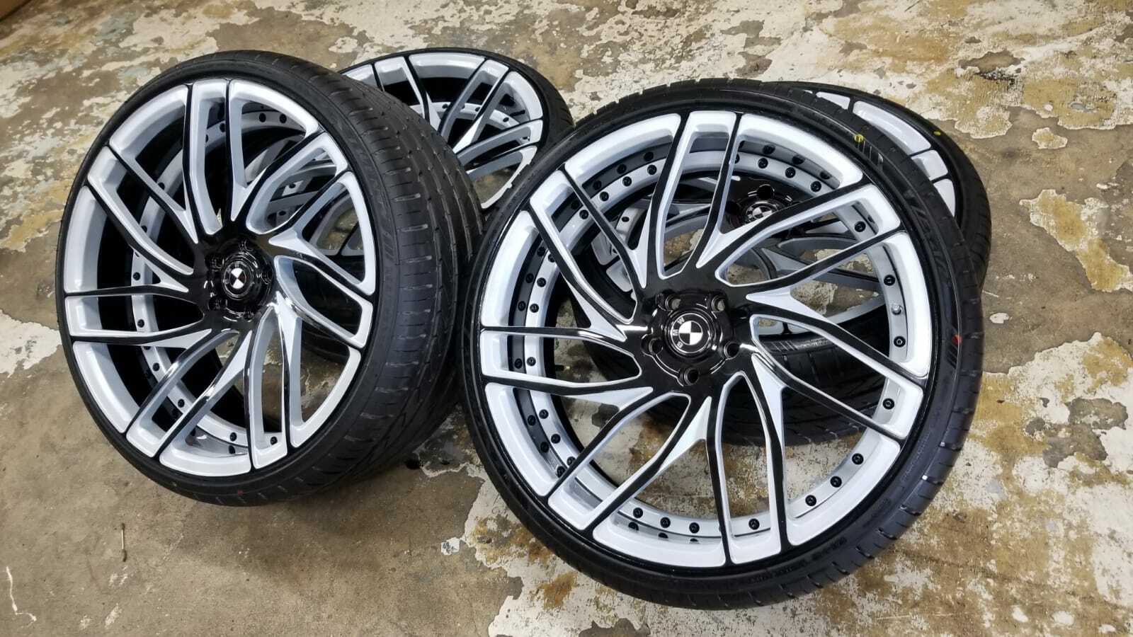 4-Wheels 22 Inch Savini SV-62 Custom Black Wheels 3 PC Rims for BMW I8