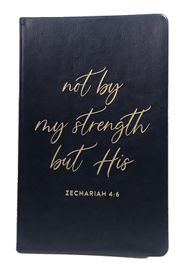 Eccolo Black Not By My Strength But His Religious Journal Notebook with Bookmark