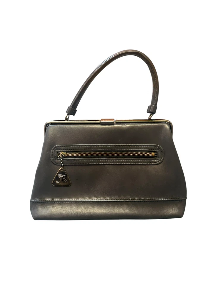 Cartera de colección JR Julius Resnick negra charol bolso de mano tono dorado herrajes rara años 60 Foto 2 de 4