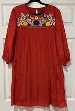 LABEL By Five Twelve Women's Size XL Floral Embroidery Lined Pockets Red Dress