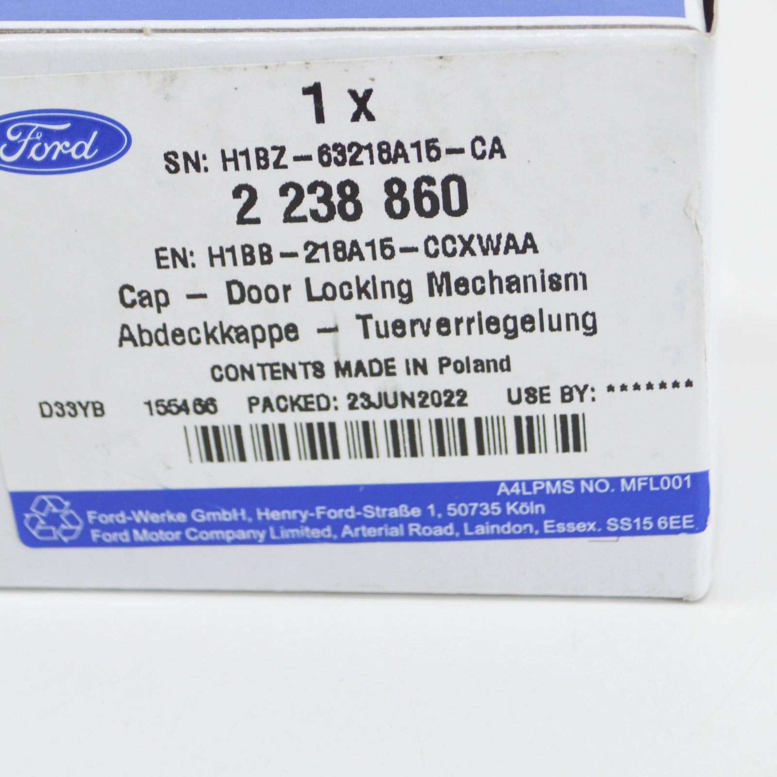 FORD FIESTA MK7 Front Left Door Locking Mechanism Cap LHD 2238860  