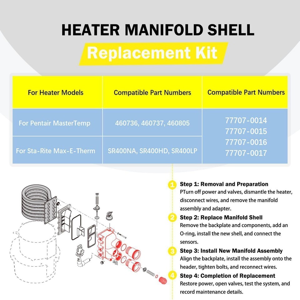 77707 0016 Manifold Kit Fit Pentair MasterTemp Sta Rite Max E Therm 77707 0016 manifold kit fit pentair mastertemp sta rite max e therm