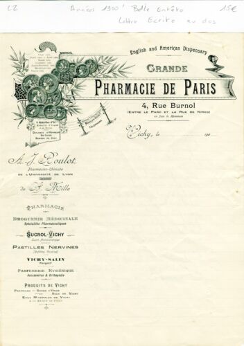 Dépt 03 - Vichy - Belle Entête d'une Pharmacie du début des Années 1900 - 第 1/1 張圖片