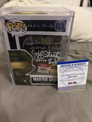 Gold Master Chief Funko Pop #03 PSA Certificate SIGNED! 3 Signatures!