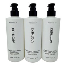 3 Apotheke Full Size Shampoo Conditioner Lotion White Vetiver 16 Oz Each