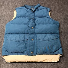 Vintage Woolrich Down Vest Men Navy Blue Large Full Zip Snap Sleeveless Jacket