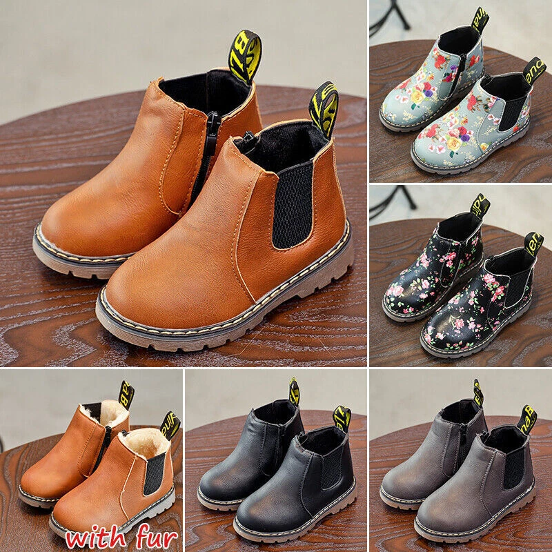 Kids Fur Lined Snow Boots Boys Girls Toddler Waterproof Warm Winter Shoes Size - Image 3 of 4