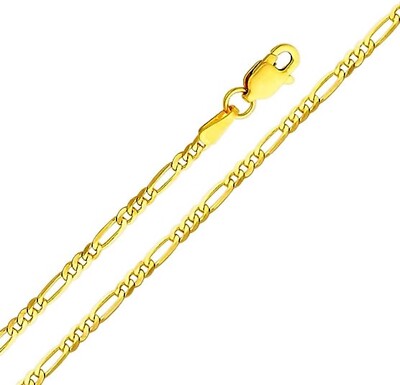 14k Solid Gold 2mm Figaro Chain-14K Real Yellow Gold Figaro Chain-5 Sizes- CH159