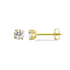 Genuine Diamond Tiny Baby or Child Stud Earrings set in 14k Yellow gold