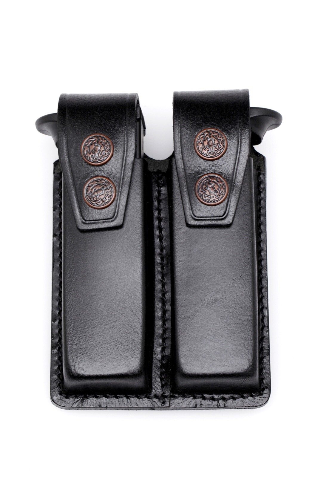 Leather Double Magazine Case - Most 9mm, .40 Double Stack Metal Mags (# 006 BLK)-image