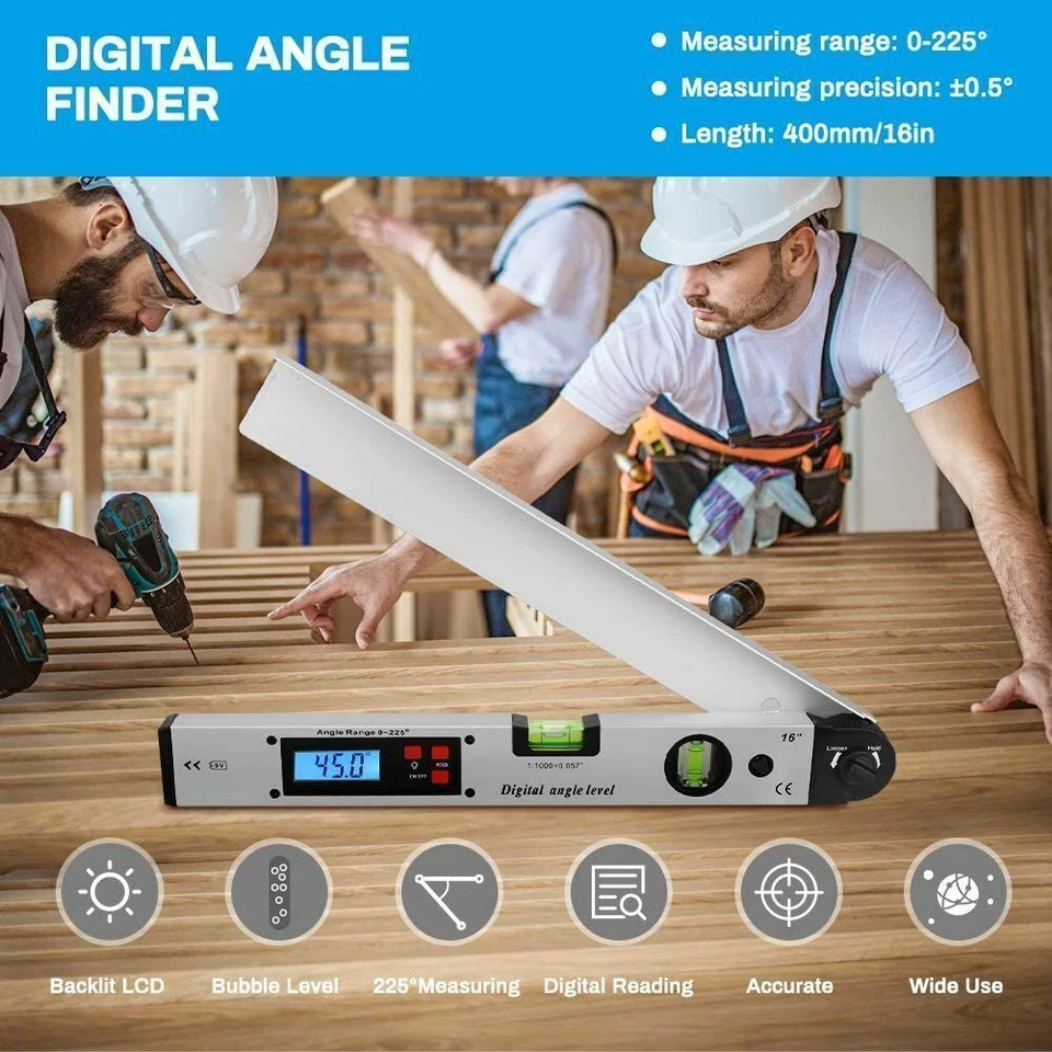 Digital Angle Finder Ruler Protractor Spirit Level Meter Measuring Scale Tool - image 4 of 4