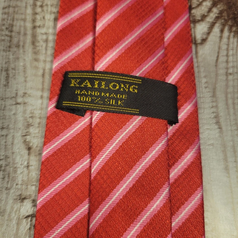 Gravata Kailong 100% seda listrada dia dos namorados gravata rep vermelha rosa - Imagem 4 de 4