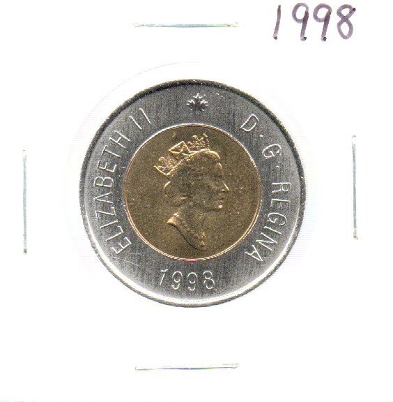 Canada 2 Dollar Coin 1998 Queen Elizabeth II Bi-metallic as
