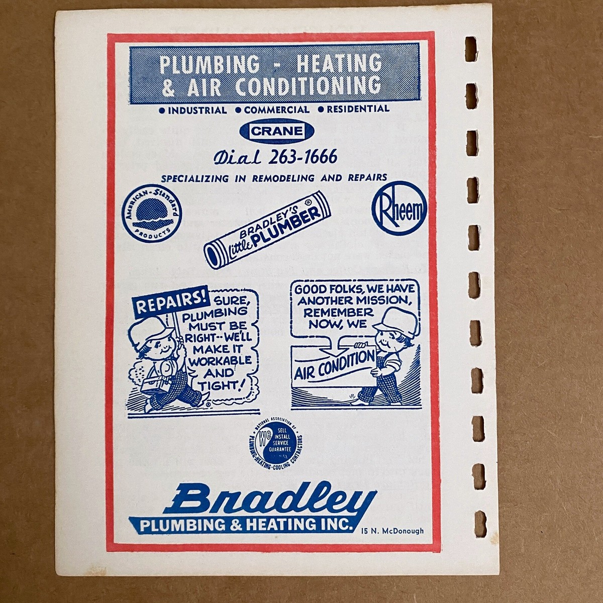 1964 Bradley Plumbing Heating Print Ad Montgomery AL 60s Cartoon Little  Plumber