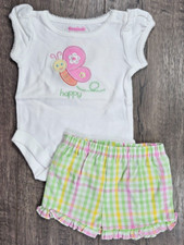 Baby Girl Clothes Nwot Garanimals Newborn 2pc Happy Butterfly Summer Outfit