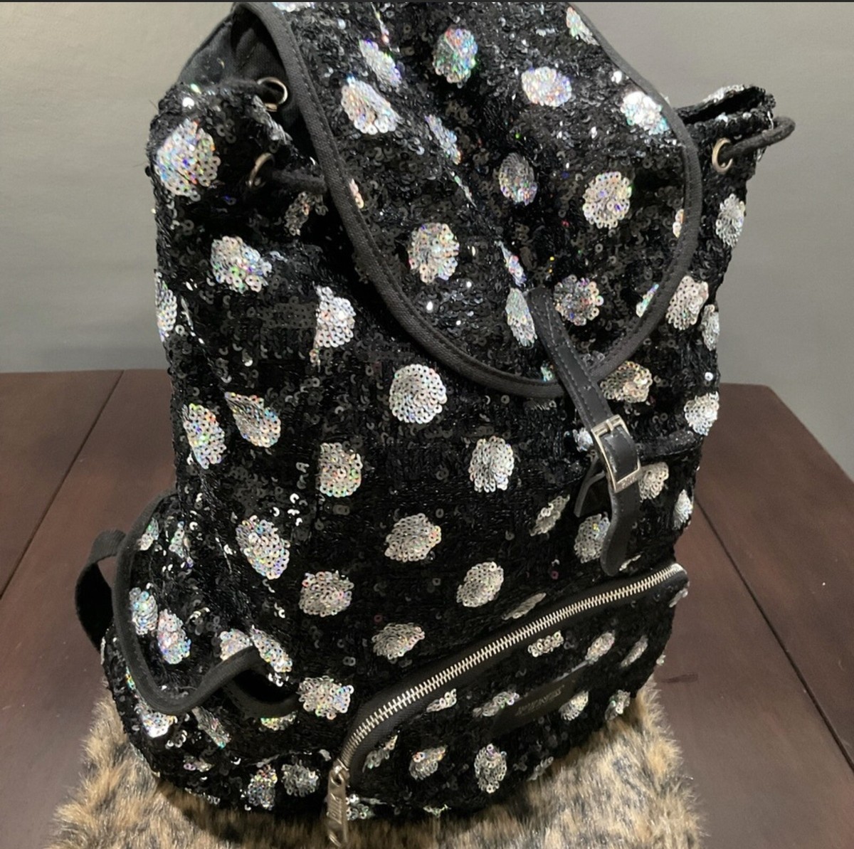 Victoria\'s Secret PINK | Black & White Sequin Polka Dot Backpack Allow us to introduce PINK | @JanSport, an exclusive collab  main image 3