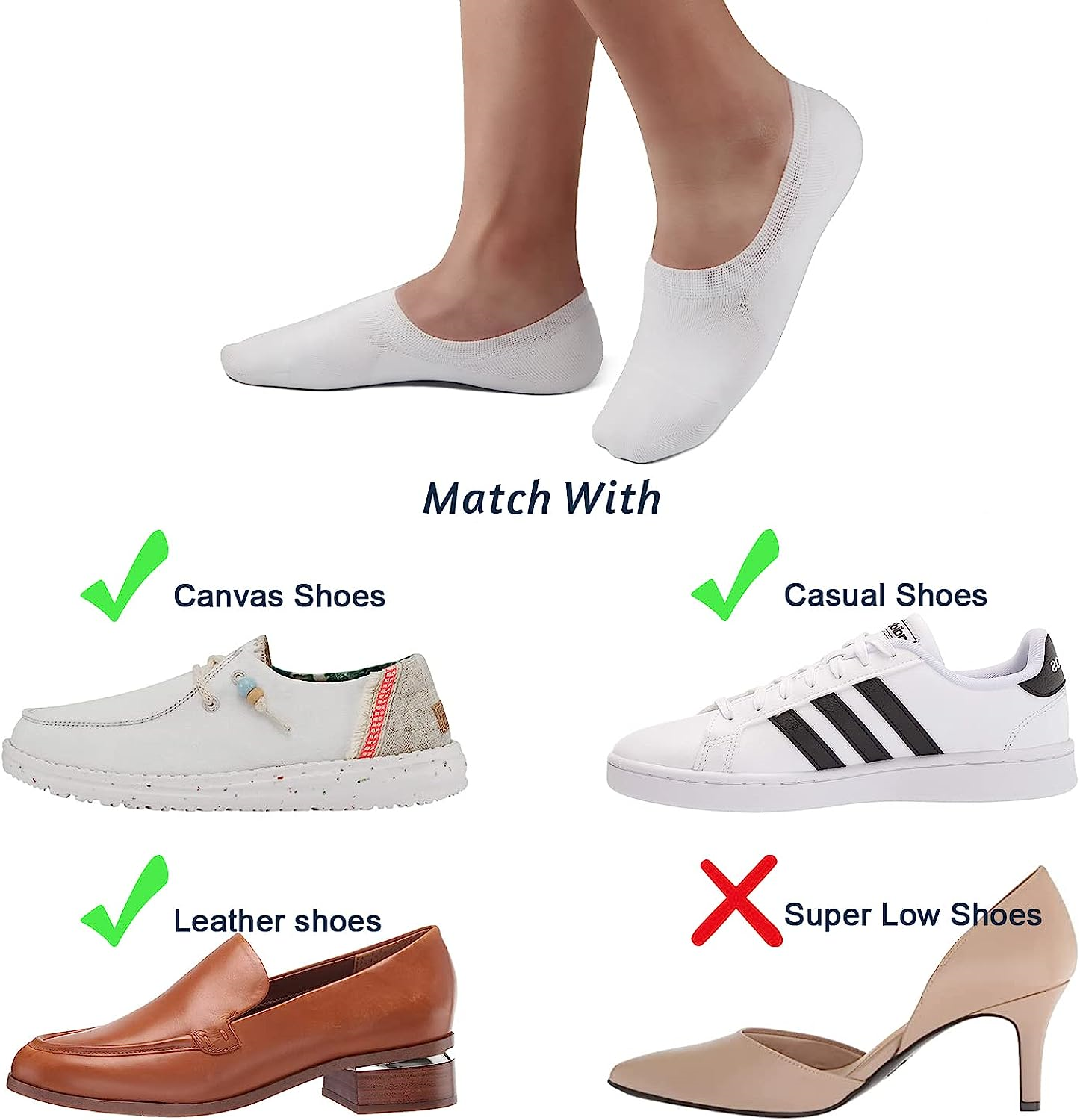 SIXDAYSOX Womens No Show Socks 48 Pairs Ondo Low Cut NonSlip Socks