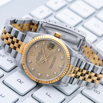 Rolex Datejust 31mm Champagne Diamond Dial Two-Tone Jubilee Fluted Bezel- 68273