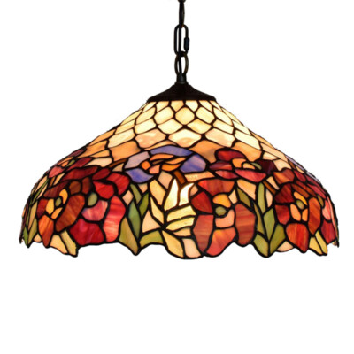 Victorian Tiffany Style Pendant Light Stained Glass Chandelier Lighting 2-lamp