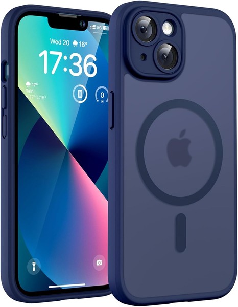HandyhüLle FüR Iphone 13 Magsafe StoßFest Kratzfest Transluzente RüCkseite Blau-image