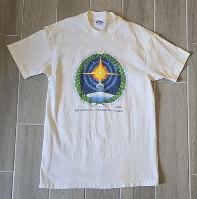 Vintage Space NASA Astronaut Memorial Shirt Single Stitch Large 90s Hanes Beefy 