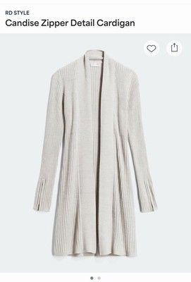 RD Style Women s Taupe Cardigan With Zipper Detail Size Medium