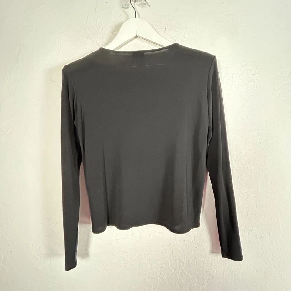 Eileen Fisher Womens Black Silk Long Sleeve Top Petite Small Casual Pullover - Image 2 of 4