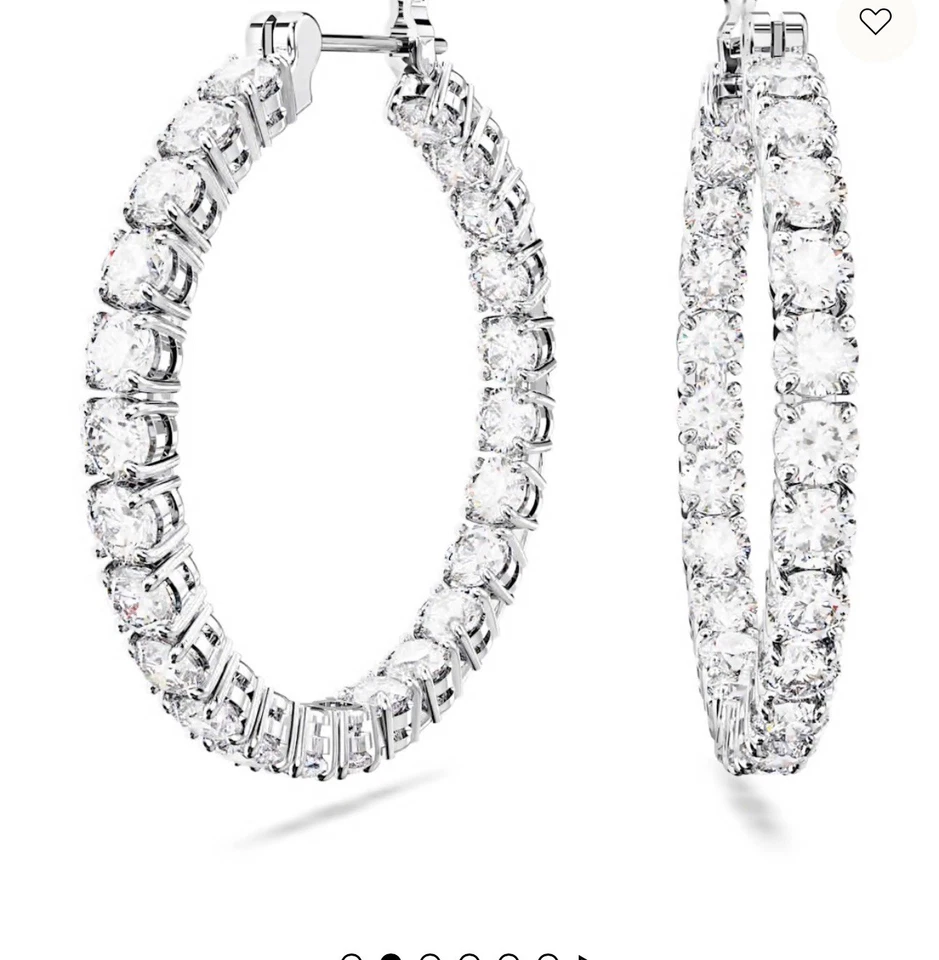 Pendientes de aro Swarovski Matrix corte redondo, blanco, enchapado en rodio 5647715 Foto 2 de 3