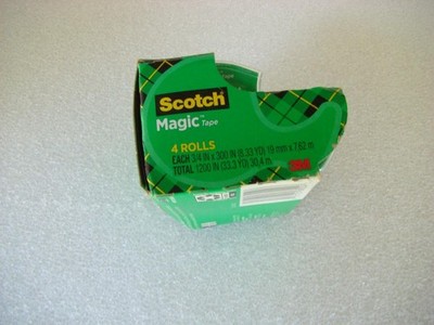 3M SCOTCH MAGIC TAPE 4 HANDHELD DISPENSER, 3/4 X 300''- 1'' CORE #4105
