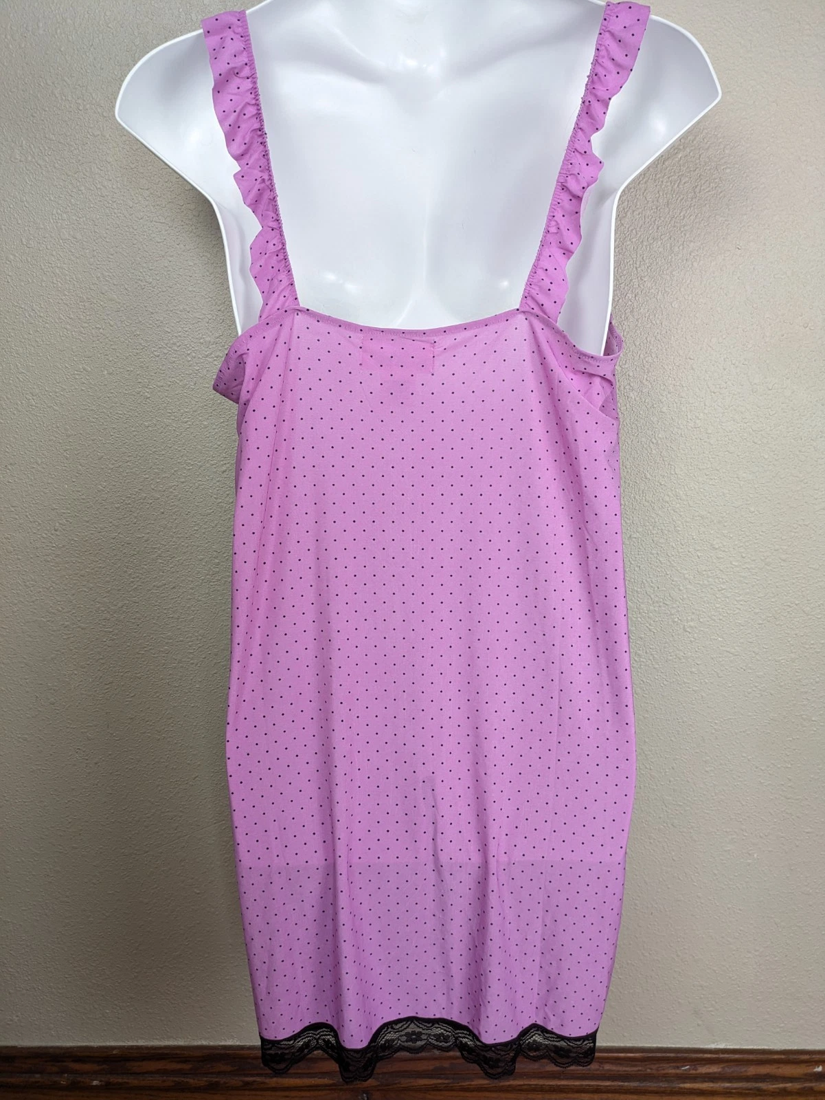 UNDERCOVER Camicia da notte a pois viola corta sexy lingerie con volant fiocco pizzo