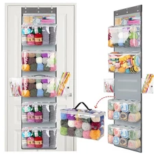 Hanging Yarn Storage Organizer, Over The Door Storage w/Large Capacity Knitti...