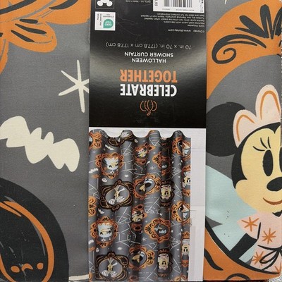 New Disney Mickey & Minnie Mouse Halloween Shower Curtain 70  x 70  Polyester