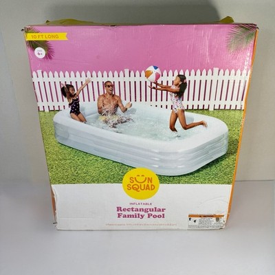 Sun Squad Inflatable Pool Above Ground Kids Outdoor Ages 6+ 10Ft Deluxe Summer