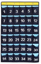 Numbered Pocket Chart Over Door Hanging Classroom Organizer for Cell Phones C...